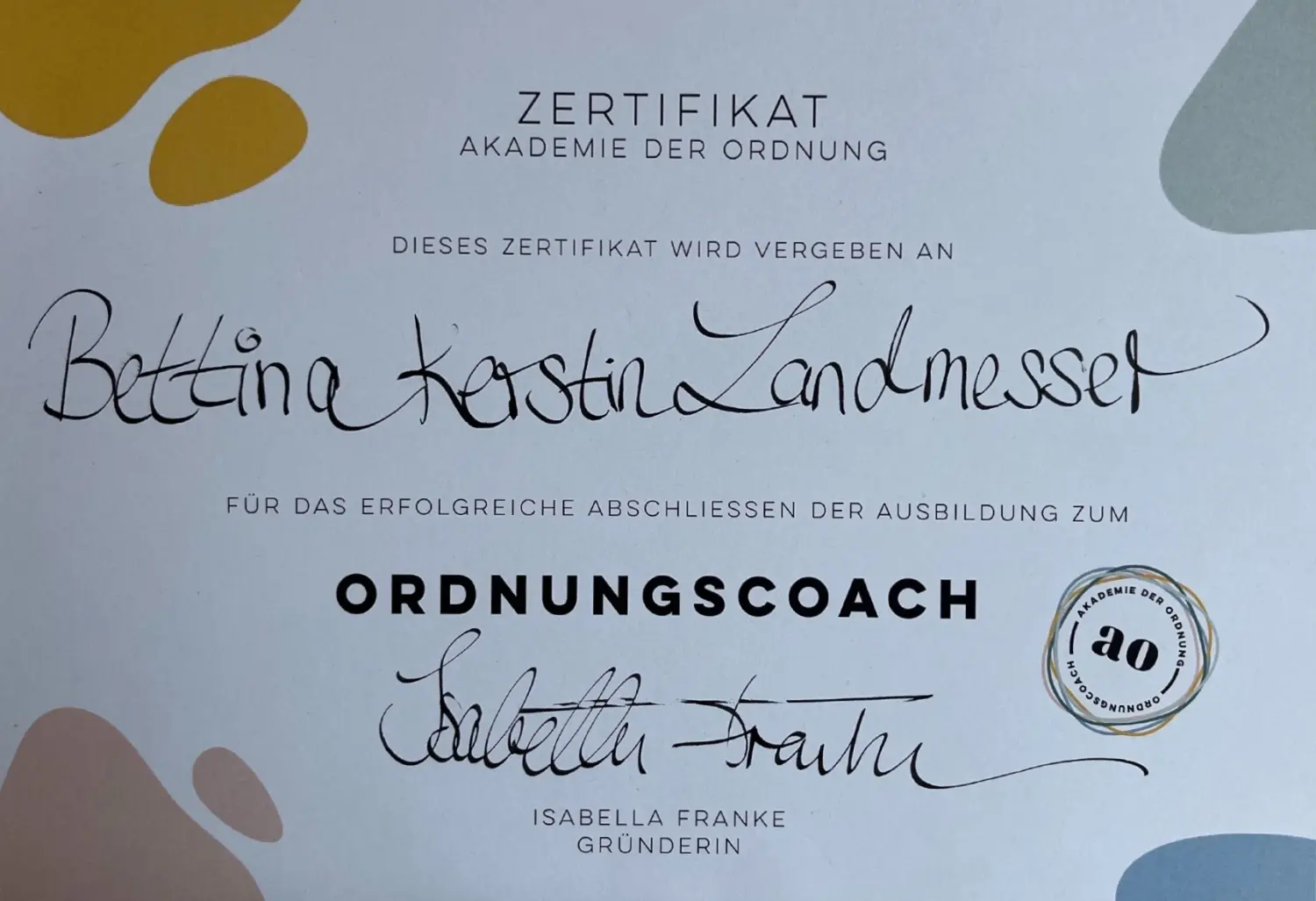 Strukturplus Zertifikat für Ordnungscoaching & Home Organzing